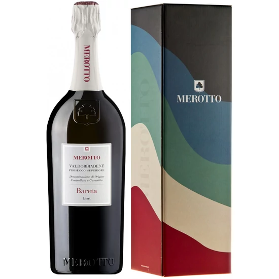 Merotto: Prosecco Superiore Bareta Brut MAGNUM (1.5L) fehér habzóbor díszdobozzal (Valdobbiadene, Olaszország)