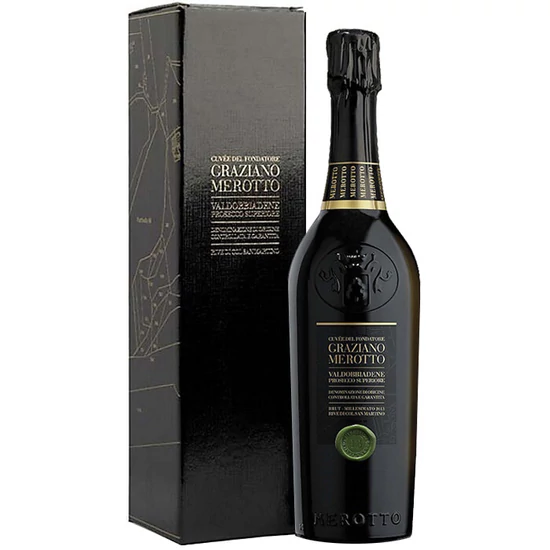 Merotto: Prosecco Cuvée Del Fondatore Graziano Merotto Brut MAGNUM habzóbor díszdobozzal (Valdobbiadene, Olaszország)