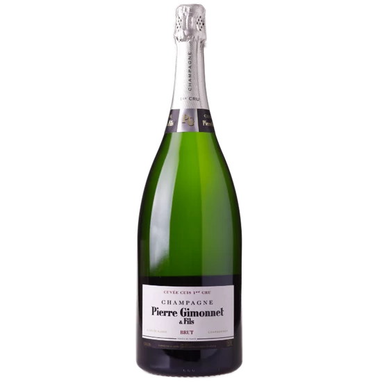 Pierre Gimonnet: Champagne Brut Cuis Premier Cru Magnum 1.5L palackban erjesztett fehér pezsgő (Champagne, Franciaország)